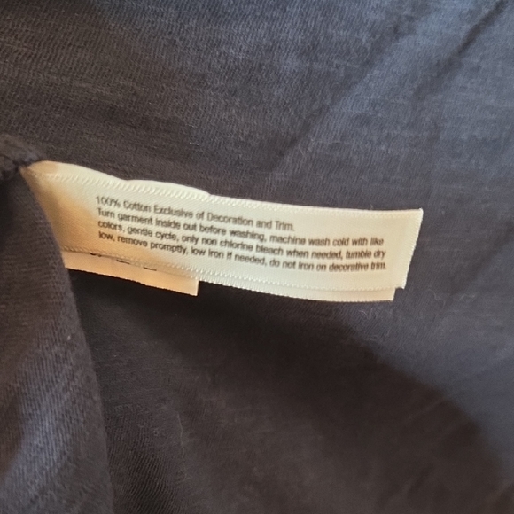 CLEARANCE Lucky Brand Navy Embroidered Short Sleeve Tie Front Slub Jersey Top XL - Picture 9 of 11